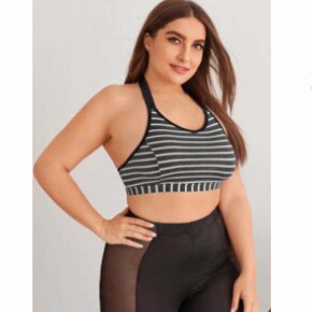 Striped Halter Sports Bra Style Bralette NWOT - Picture 1 of 10